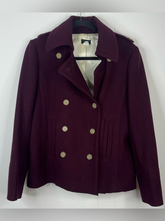 J. Crew Jackets & Blazers - J. Crew 100% Wool Double-Breasted Peacoat in Deep Wine Womens Size 6